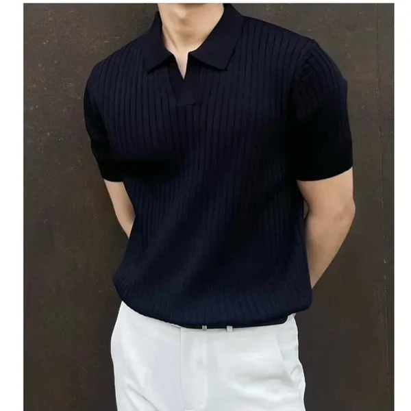 Men’s Summer Ice Silk V-Neck Polo – Classic Old Money Style: The 2025 Epitome of Effortless Elegance